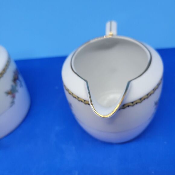 Noritake "M" Modjeska Creamer And Sugar Bowl With Matching Lid VGC c. 1920-1930s - Picture 8 of 16